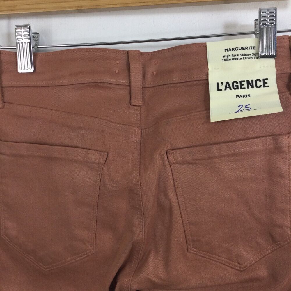 L'agence Womens Marguerite Coated High Rise Skinny Jeans Brown Size 25 - Picture 6 of 7